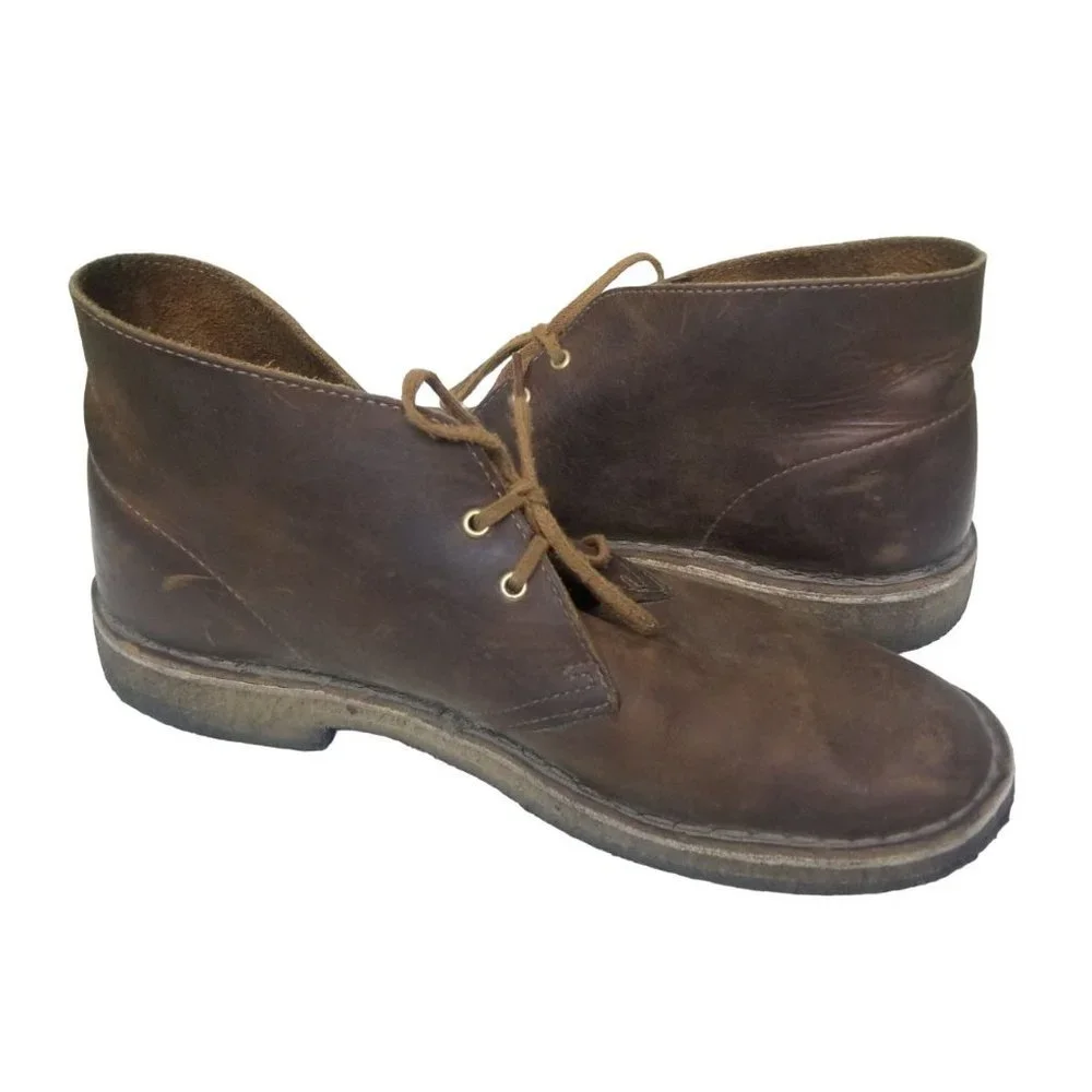 Clarks Mens 8M Brown Suede Leather Lace Up Closed